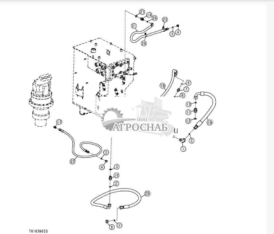 Гидравл. насос — сливн. линии прив. пов. мех. 